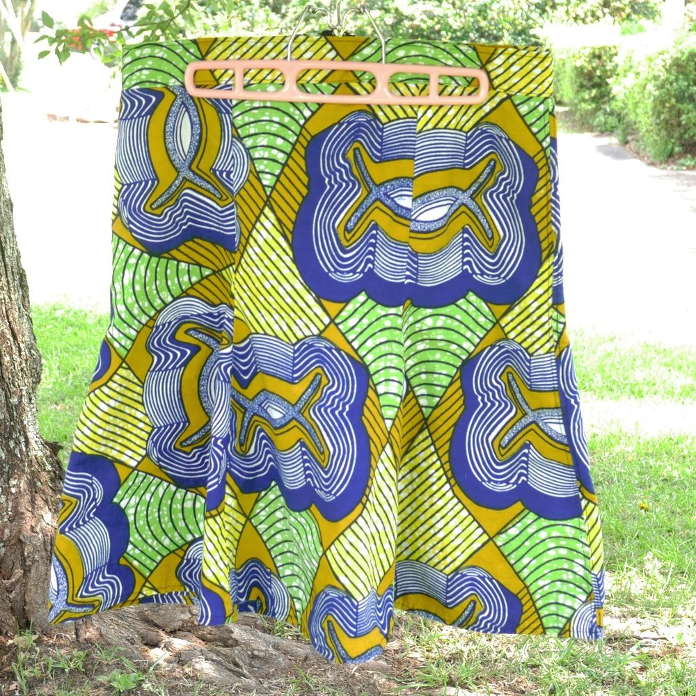 Ugandan Waxcloth Knee Length A-Line Skirt Size M